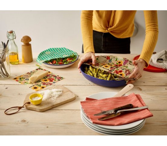 Sada 3ks voskovaných ubrousků Floral The Beeswax Wrap