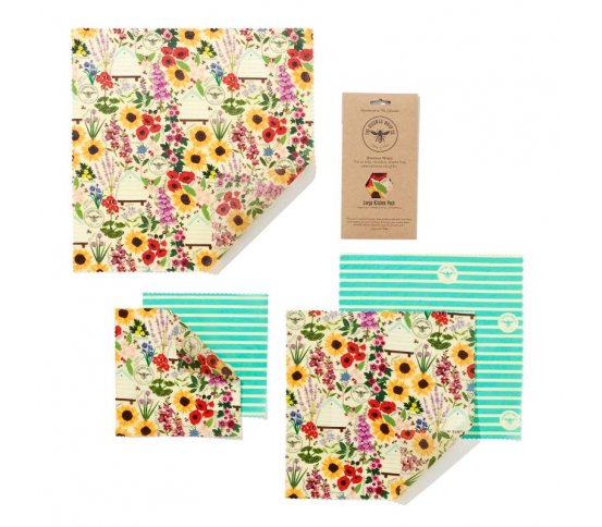 Sada 5ks voskovaných ubrousků Floral The Beeswax Wrap