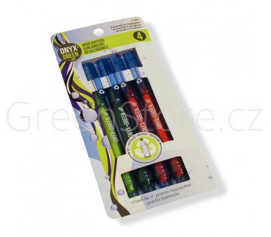 Sada zvýrazňovačů z recyklovaných láhví - 4 barvy Onyx Green