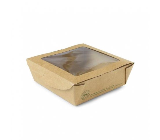 Salátový kraft box s okénkem z bioplastu 650ml (150ks)