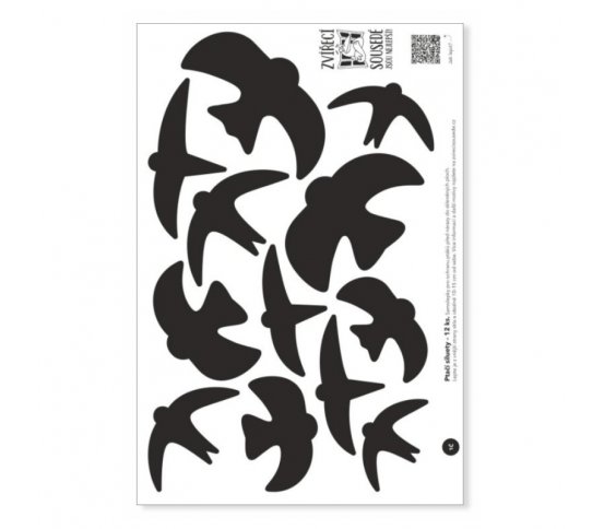 Samolepky na sklo proti ptákům 12ks - černé siluety