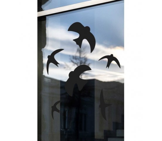 Černé Samolepky na sklo proti ptákům 12ks - siluety ptáků