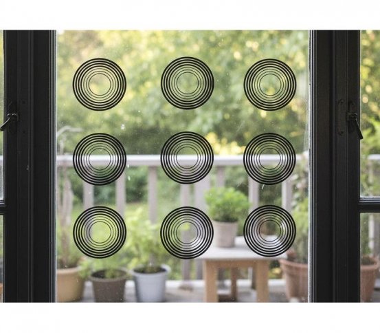 zvířecí sousedé Samolepky na sklo proti ptákům 54ks - černé kruhy