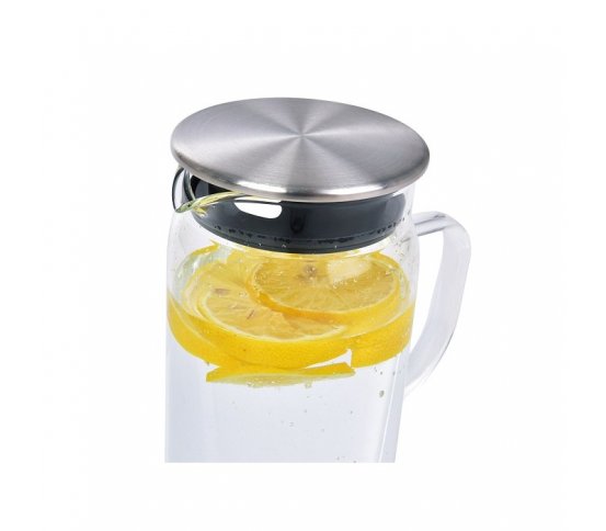 Designová skleněný karafa s nerezovým víčkem