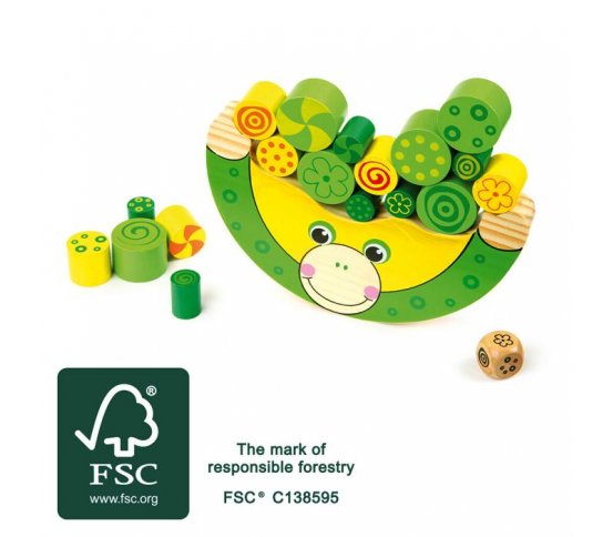 Small Foot Dřevěná motorická hra balancující žába