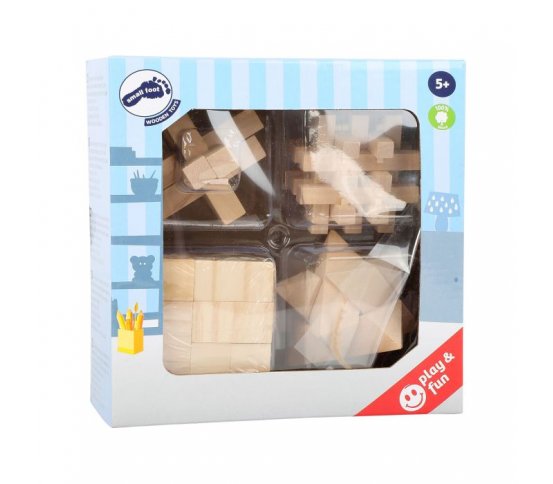 Small Foot Dřevěné hlavolamy set 4 ks