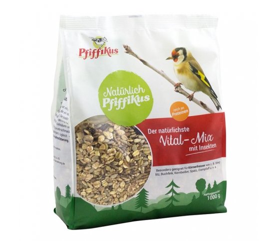 Směs krmení bez slupek Vital-Mix s hmyzem 1kg Pfiffikus