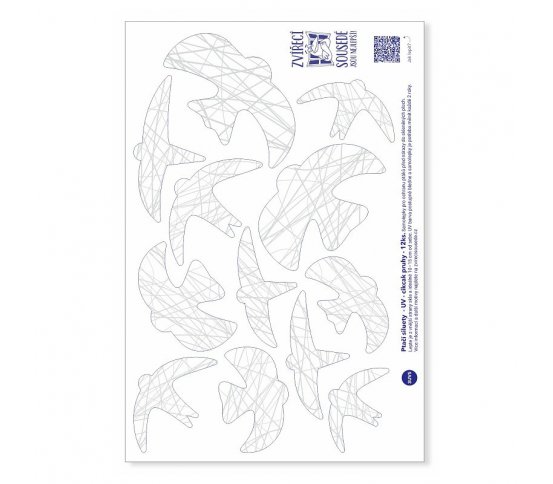 Snímatelné UV Samolepky na sklo proti ptákům 12ks - siluety s cikcak pruhy