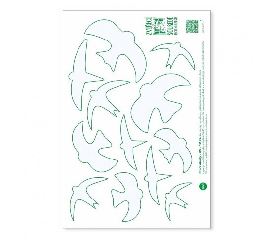 Snímatelné UV Samolepky na sklo proti ptákům 12ks - siluety