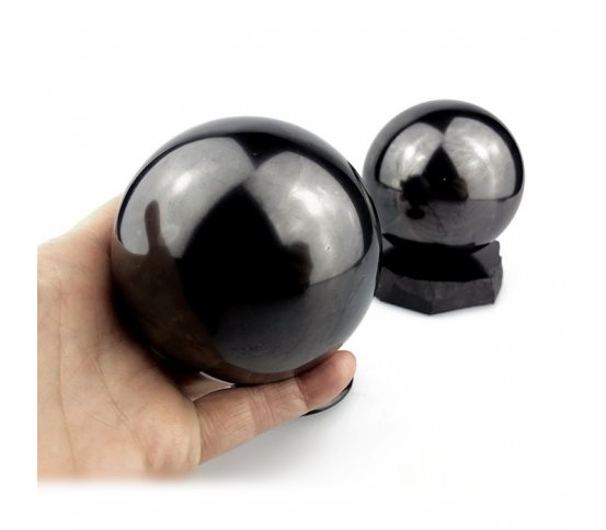 Šungitová koule leštěná 8cm pro harmonizaci