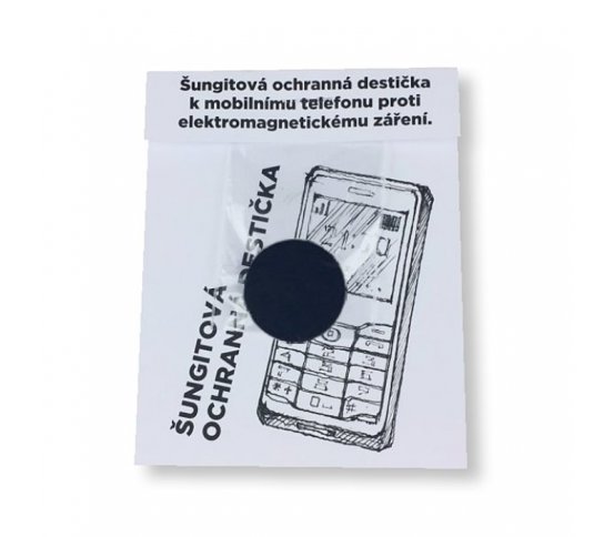 Šungitová ochranná destička kulatá 3cm k mobilu shungite