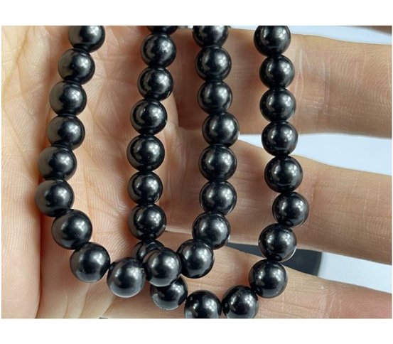 Šungitový náhrdelník délka 46cm (kuličky 6mm) Praha