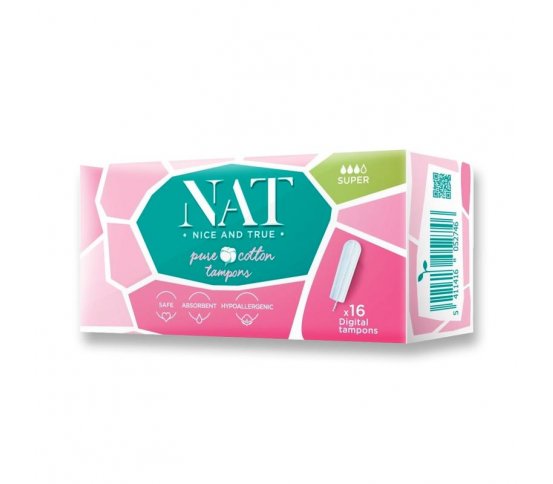 Tampony z biobavlny super 16ks NAT nice 