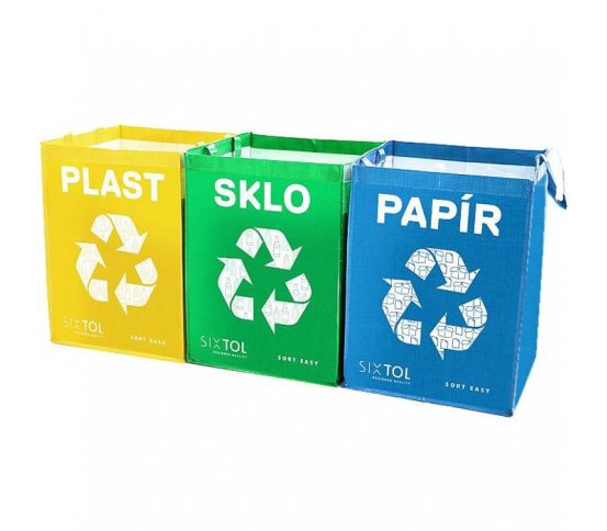 Tašky na tříděný odpad - plasty, papír, sklo Sixtol
