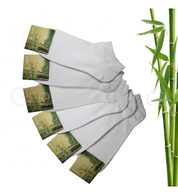 Bambusové ponožky dámské kotníkové, bílé 35-38, 6 párů