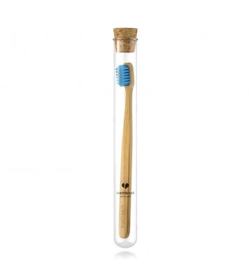 EcoHeart Bambusový zubní kartáček modrý - ve skleněném pouzdře