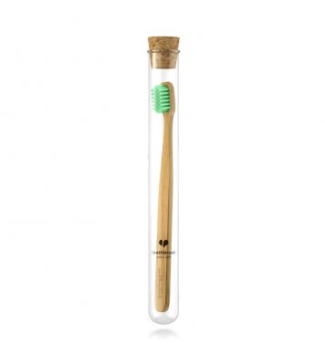 EcoHeart Bambusový zubní kartáček zelený - ve skleněném pouzdře