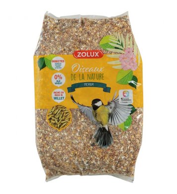 Bezslupkové krmivo pro ptáky Premium 4kg s hmyzem Zolux