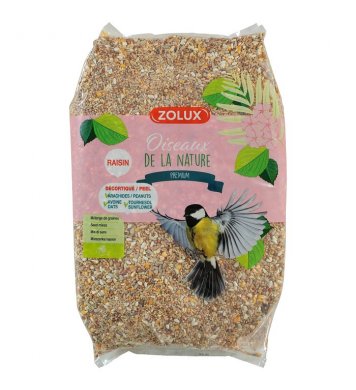 Bezslupkové krmivo pro ptáky Premium 4kg s ořechy a rozinkami Zolux