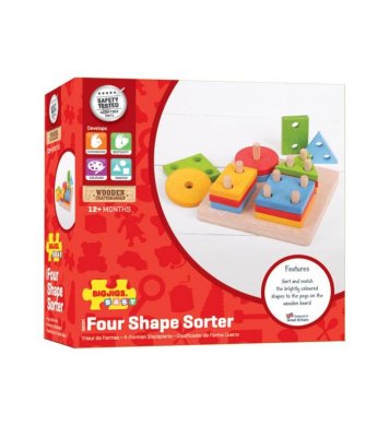 Bigjigs Baby Motorická hračka - Nasazování barevných tvarů na tyče