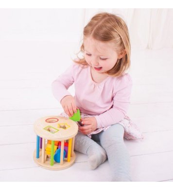 Bigjigs Baby Dřevěná vhazovací hračka - Válec s tvary