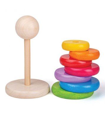 Bigjigs Baby Nasazování na tyč - Duhový panáček