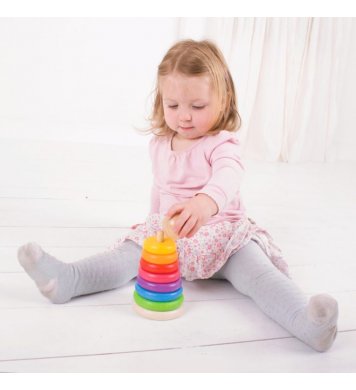 Bigjigs Baby Nasazování na tyč - Duhový panáček