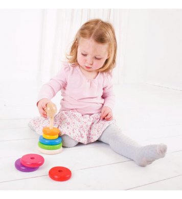 Bigjigs Baby Nasazování na tyč - Duhový panáček