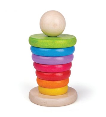 Bigjigs Baby Nasazování na tyč - Duhový panáček