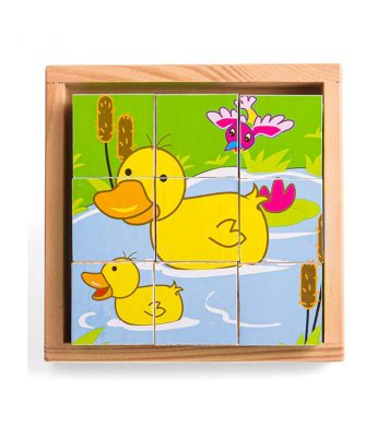 Bigjigs Toys Obrázkové kostky kubusy Zvířátka 9 kostek