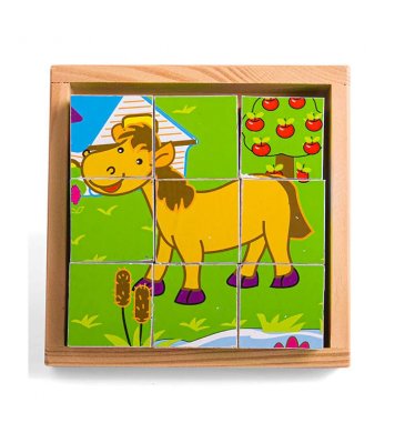 Bigjigs Toys Obrázkové kostky kubusy Zvířátka 9 kostek