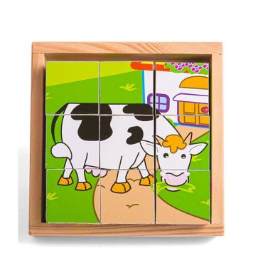 Bigjigs Toys Obrázkové kostky kubusy Zvířátka 9 kostek