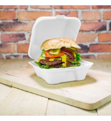 Burger box 14x14x8cm z cukrové třtiny (50ks)