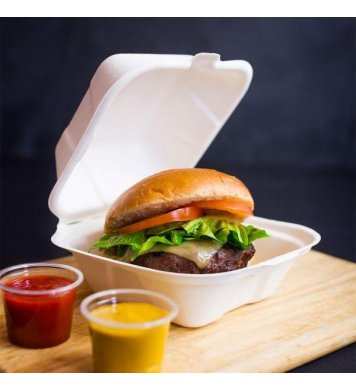 Hamburger box z cukrové třtiny 700 ml Krabička na jídlo