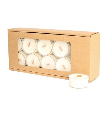 Čajové sójové svíčky s dřevěným knotem 20ks - vanilka Aromka 