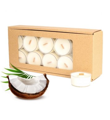 Čajové sójové svíčky s dřevěným knotem 20ks - kokosové mléko Aromka
