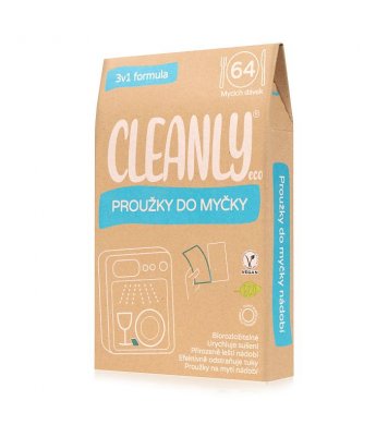 Cleanly Eco Proužky - pásky papírky do myčky 64 dávek