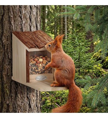 Dřevěné krmítko pro veverky s kůrou Esschert Design 2