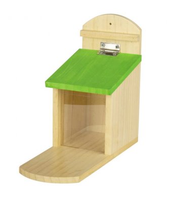 Dřevěné krmítko pro veverky s plexisklem - zelené