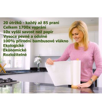 EcoEgg pratelné bambusové utěrky 20ks - 1700 použití