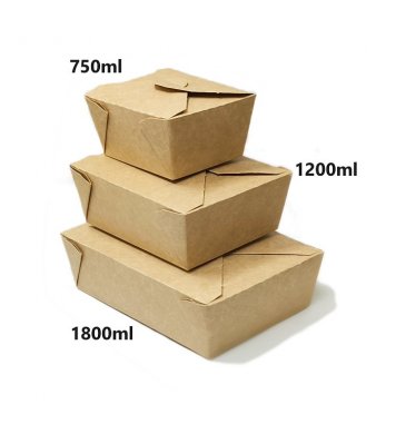Výhodná cena karton Papírový kraft box 1800ml - 21x16x6,5cm (200ks)