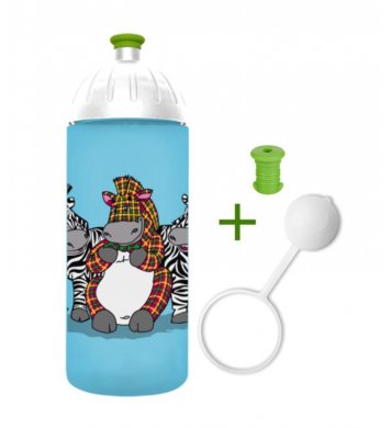 FreeWater Láhev 0,7l - Veselé zebry tyrkysové špunt krytka zdarma
