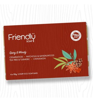 Friendly Soap Dárková sada mýdel Spicy and Woody 4x95g 3