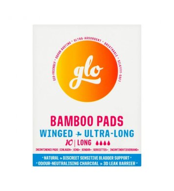 GLO Inkontinenční vložky z bio bambusu s křidélky Long 10 ks
