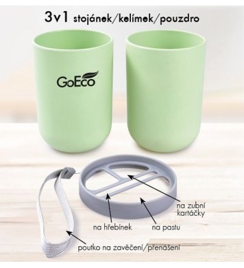 GoEco Bambusové cestovní pouzdro 3v1 - zelené