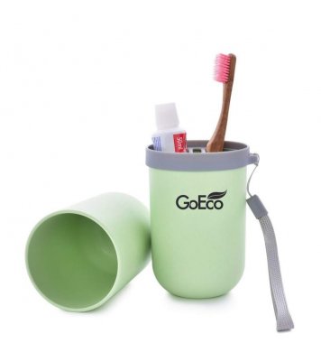 GoEco Bambusové cestovní pouzdro 3v1 - zelené