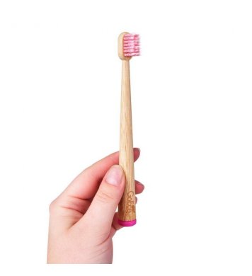 GoEco Bambusový dětský zubní kartáček - růžový 1