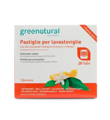 Greenatural Tablety do myčky na nádobí pomeranč a citron 50ks