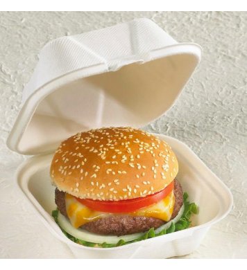 Burger box 15x15x9cm z cukrové třtiny (50ks)