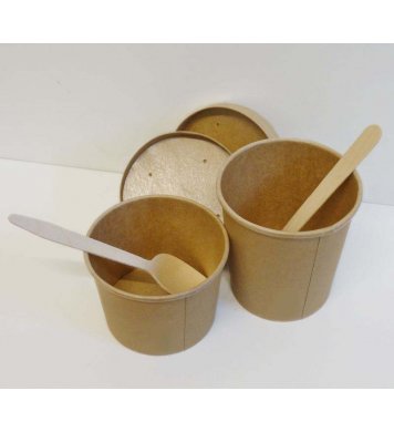 Kelímek kraft na polévku 450ml a víčko (50ks) Leone 1